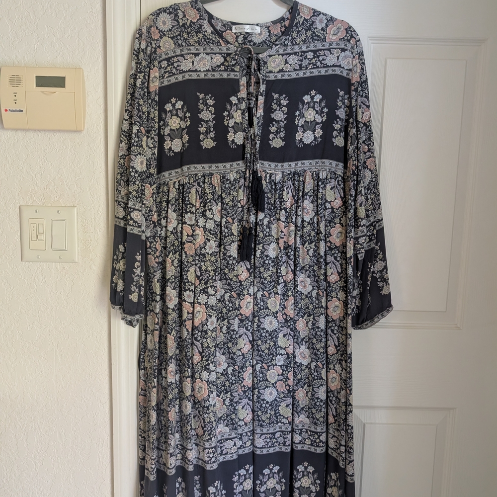 Black and White Casual Long Sleeve Sundress